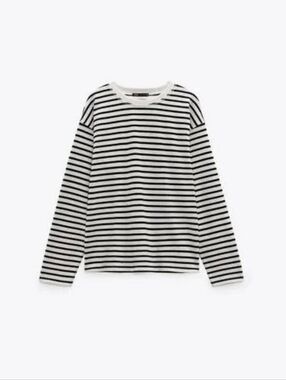 🆕️ Zara Striped Long Sleeve Top in Black & Neutral